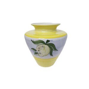 vintage portuguese handpainted ceramic lemon design vase.